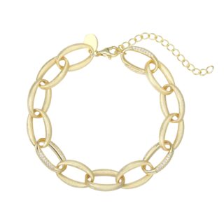 צמיד מוברש חוליות עם נגיעות של שיבוץ - זהב