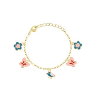 צמיד תליוני פרפר ופרח