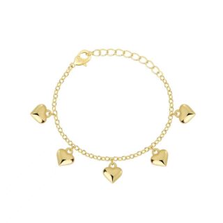 צמיד תליוני לבבות זהב