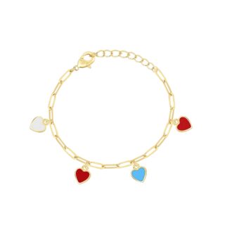 צמיד תליוני לבבות צבעוני