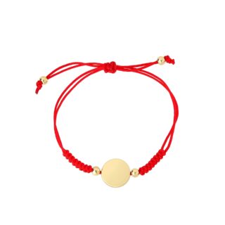 צמיד חוט אדום עם לוחית זהב