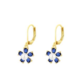 עגיל תליון פרח כחול