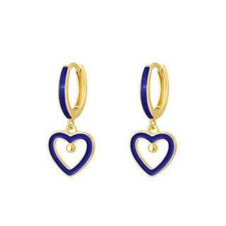 עגיל תליון לב חלול כחול