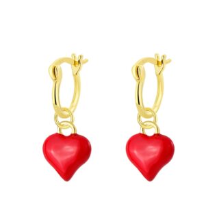 עגיל תליון לב אדום