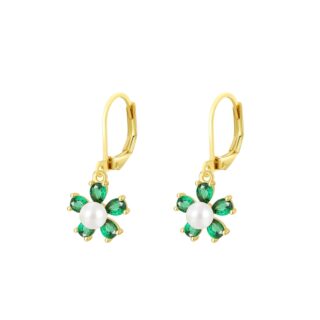 עגיל תליון פרח ירוק