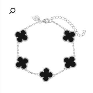 צמיד פרחים פרחים שחורים כסף